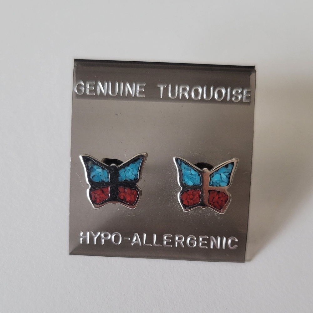 Vintage Inlay Butterfly Earrings